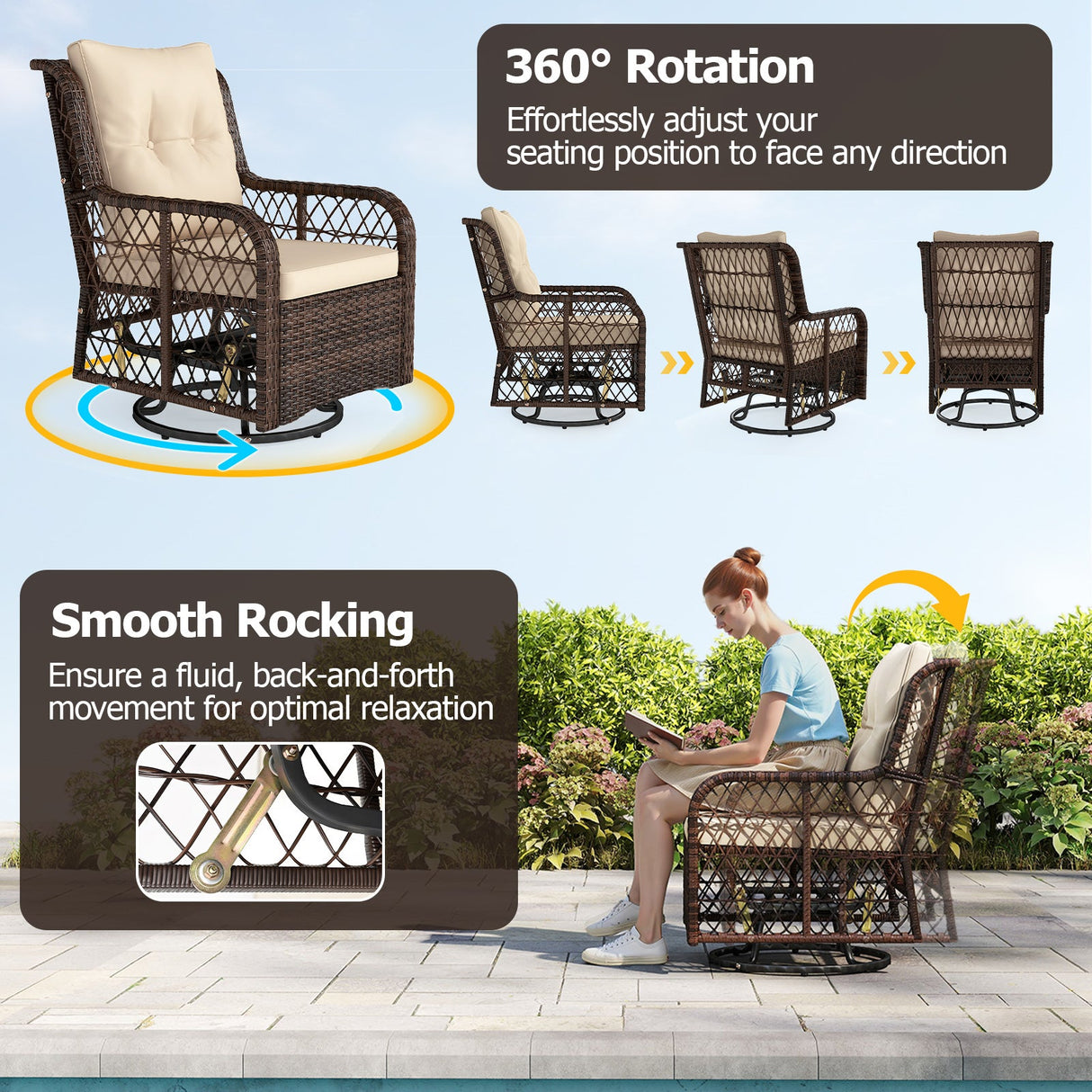 3 Piece Patio Furniture Set