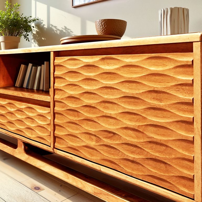 Acacia Elara Solid Wood TV Stand with Storage