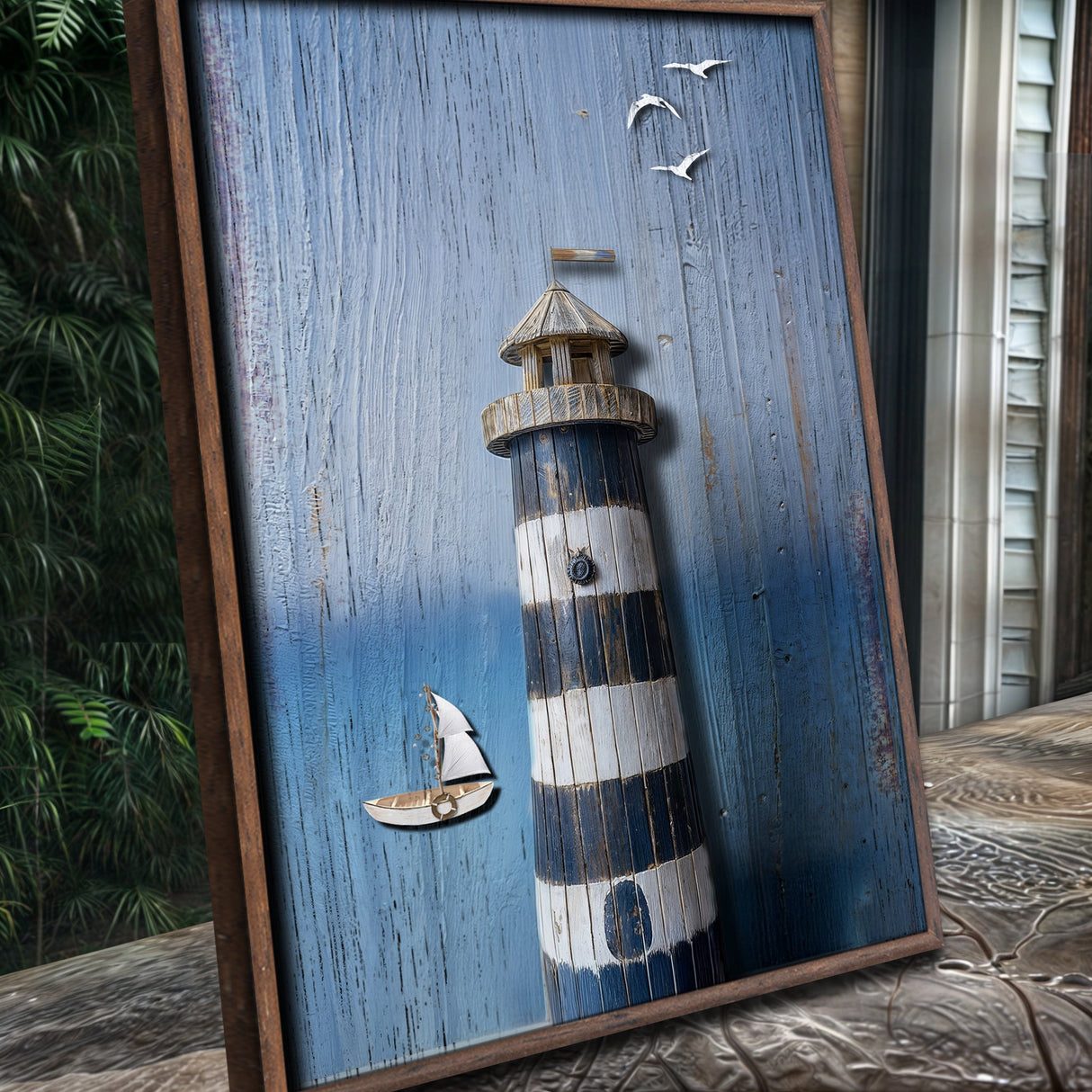 Wooden Lighthouse Coastal Wall Art