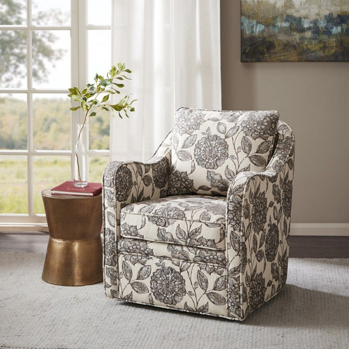 Floral Rotating Arm Chair