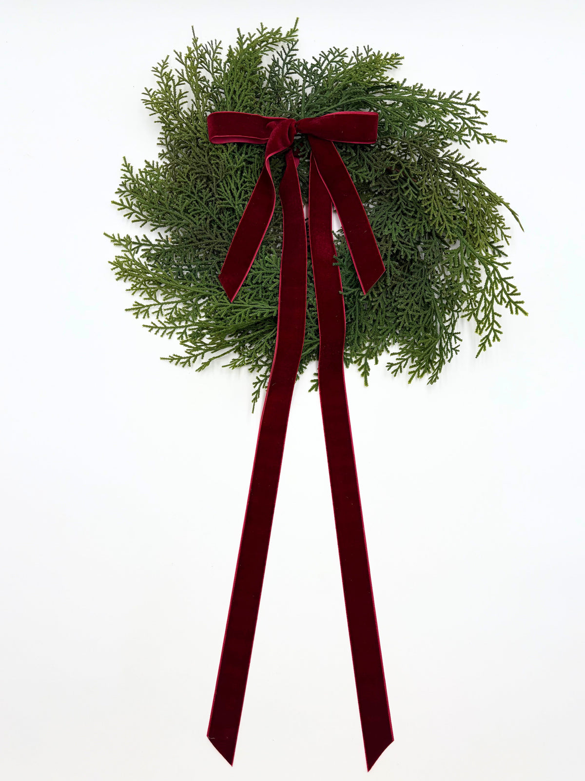 Traditional Red Mini Cedar Cabinet Wreaths with Ribbon