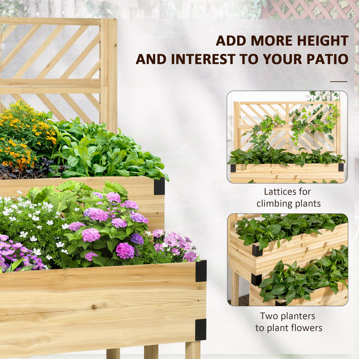 2-Tier Raised Garden Bed with Trellis