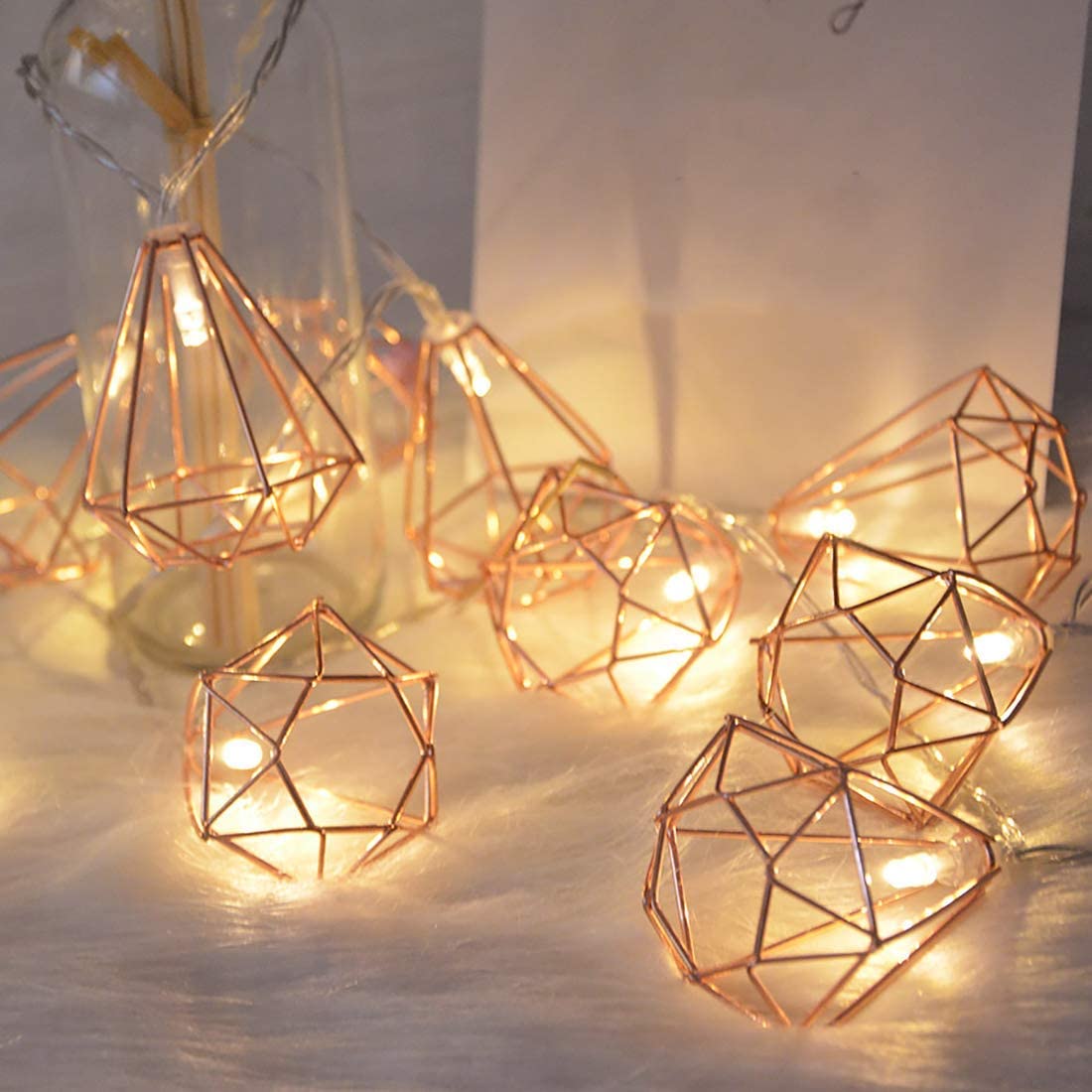 LED Rose Gold Diamond String Fairy Lights