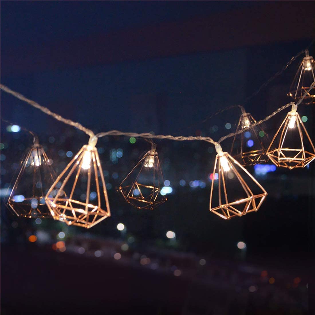 LED Rose Gold Diamond String Fairy Lights