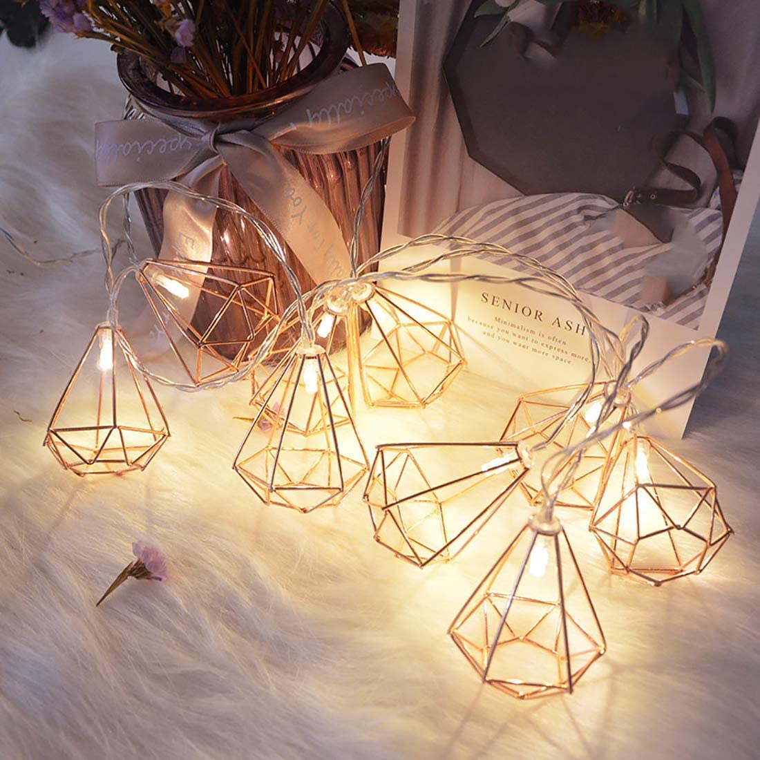 LED Rose Gold Diamond String Fairy Lights