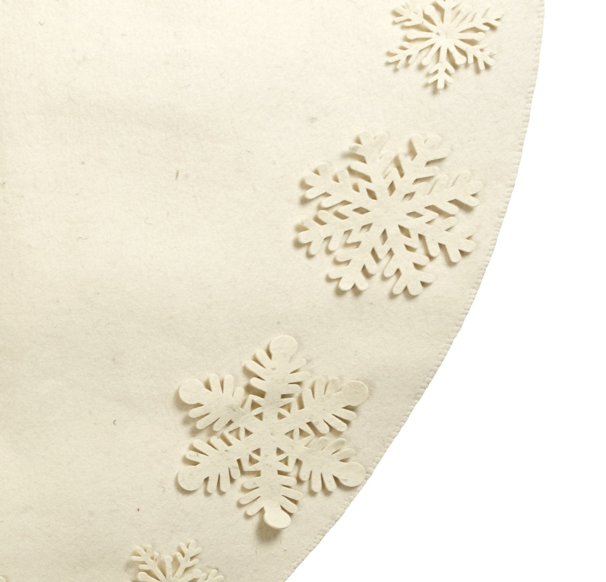 Snowflakes Hand-felted Wool Cream XL Christmas Tree Skirt Felt 72" Arcadia Home
