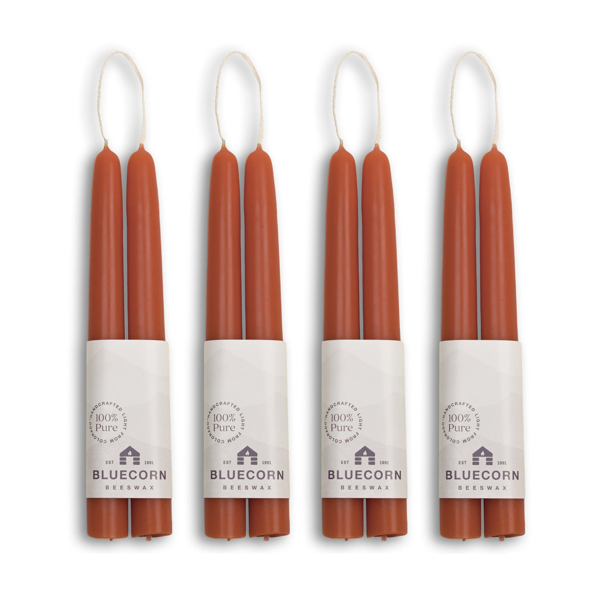 Hand-Dipped Beeswax Taper Candles - Bulk 4-Pair Bundle