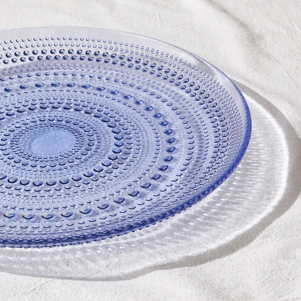 Glass Hobnail Dinner or Charger Plates | Set of 4 | Blue