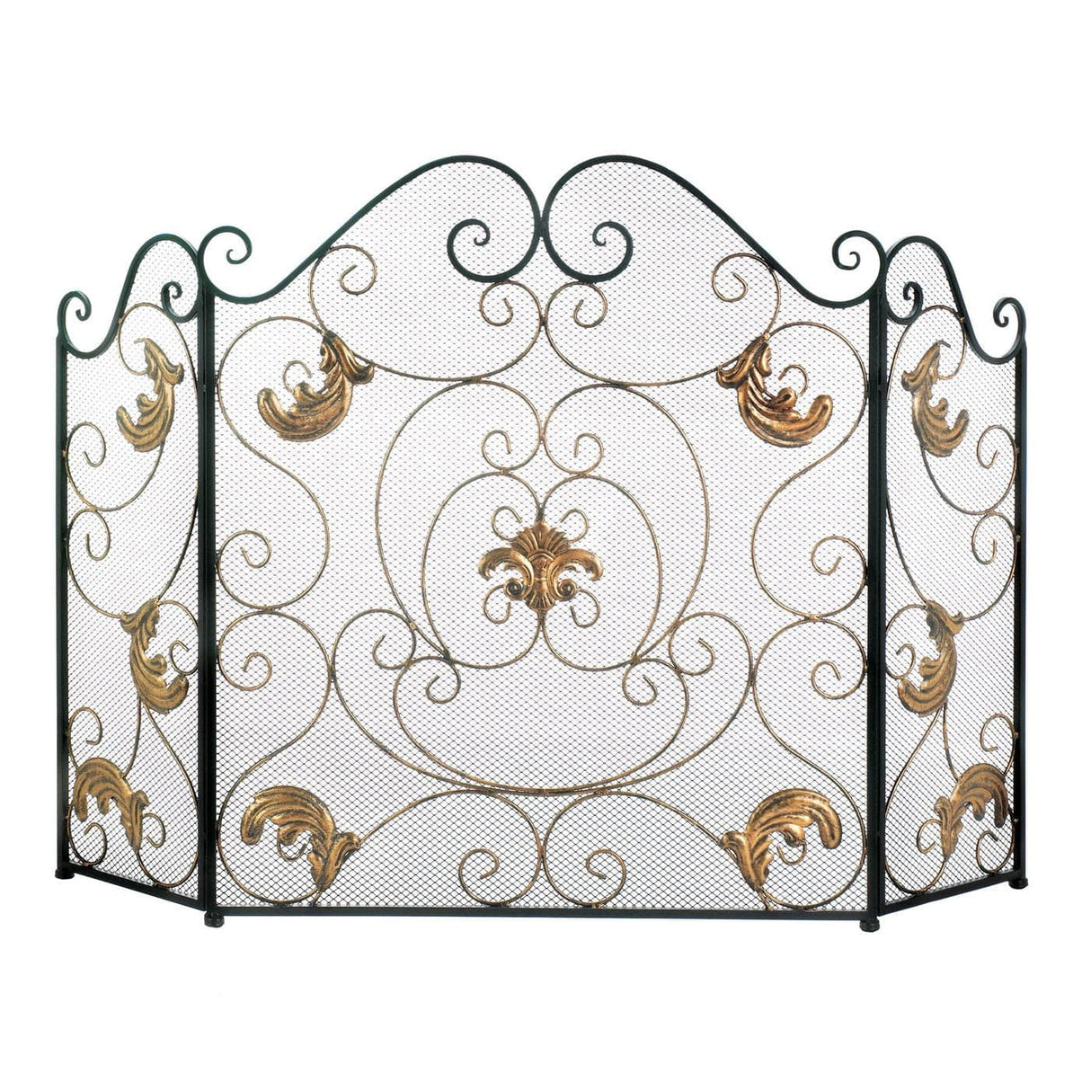 GOLD FLEUR-DE-LIS FIREPLACE SCREEN