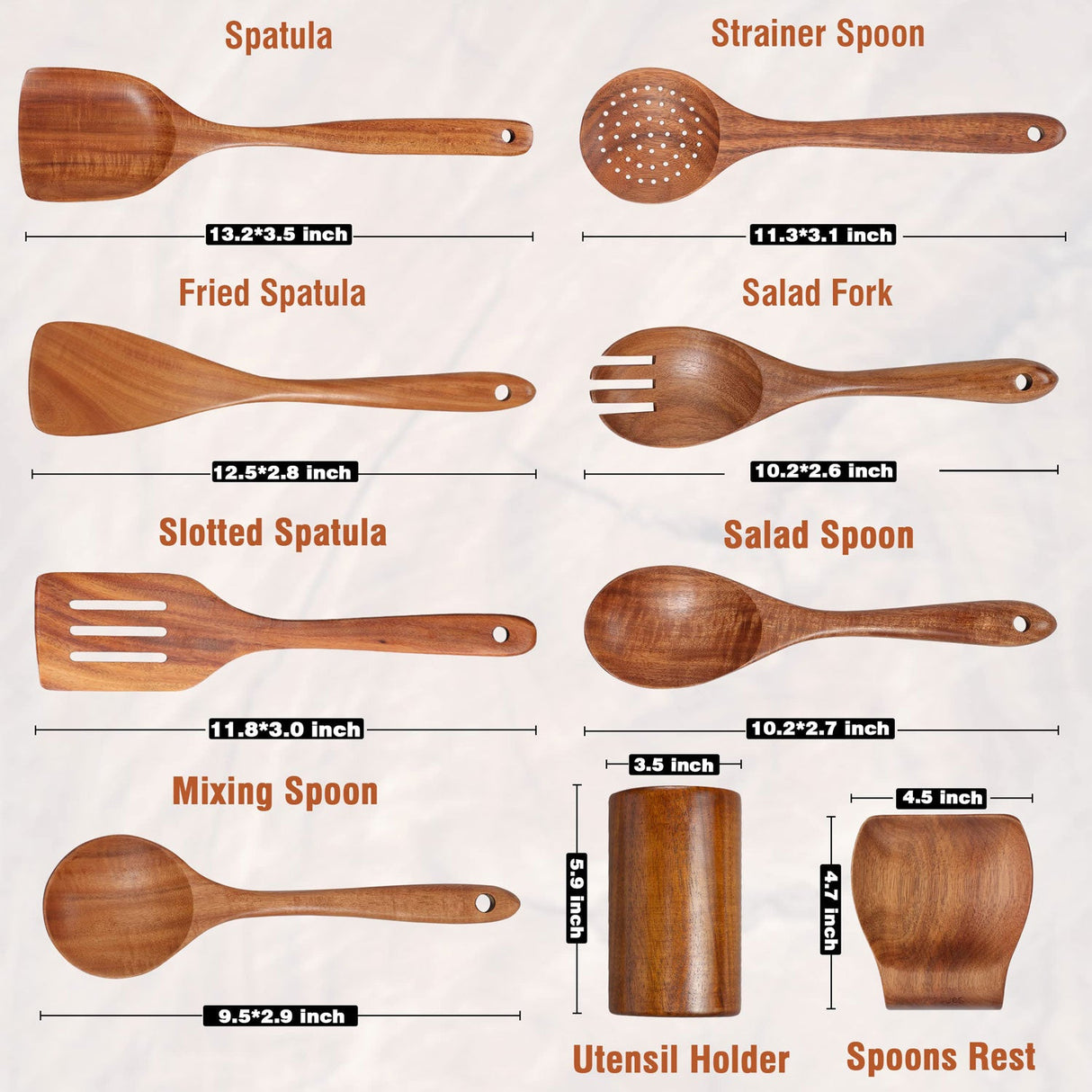 Premium Teak Wooden Utensil Set