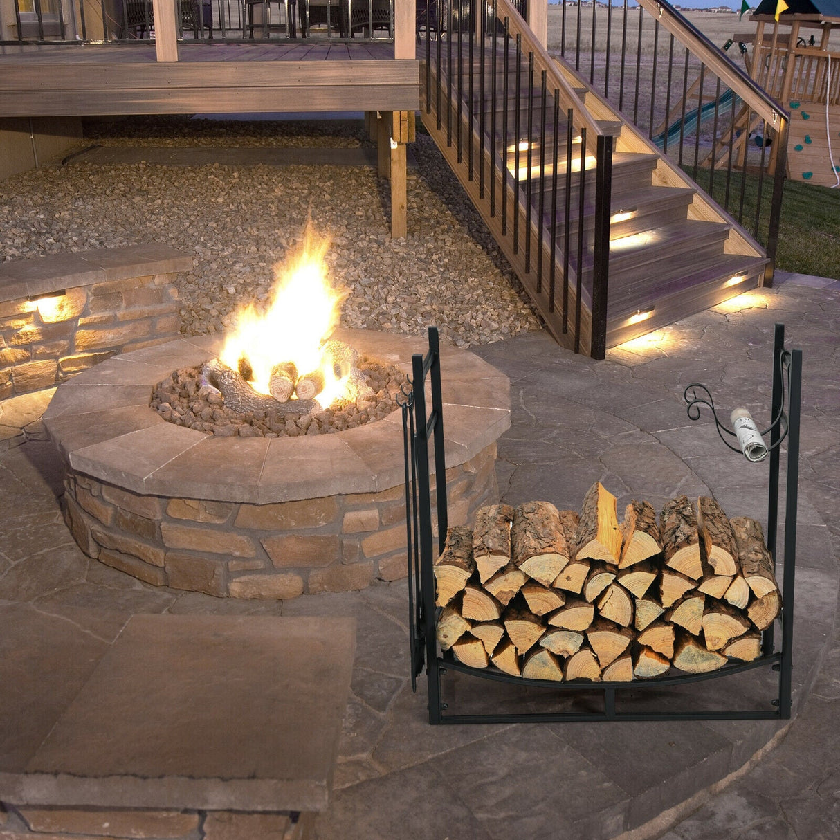 Firewood Rack with Tool Set
