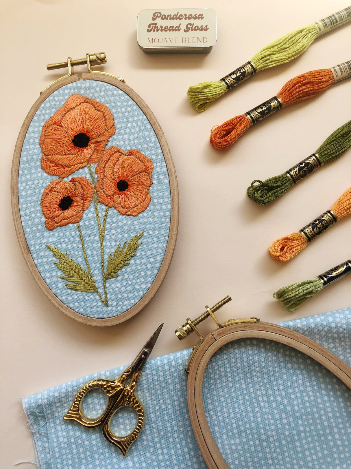 Poppies - Intermediate Floral Hand Embroidery Kit