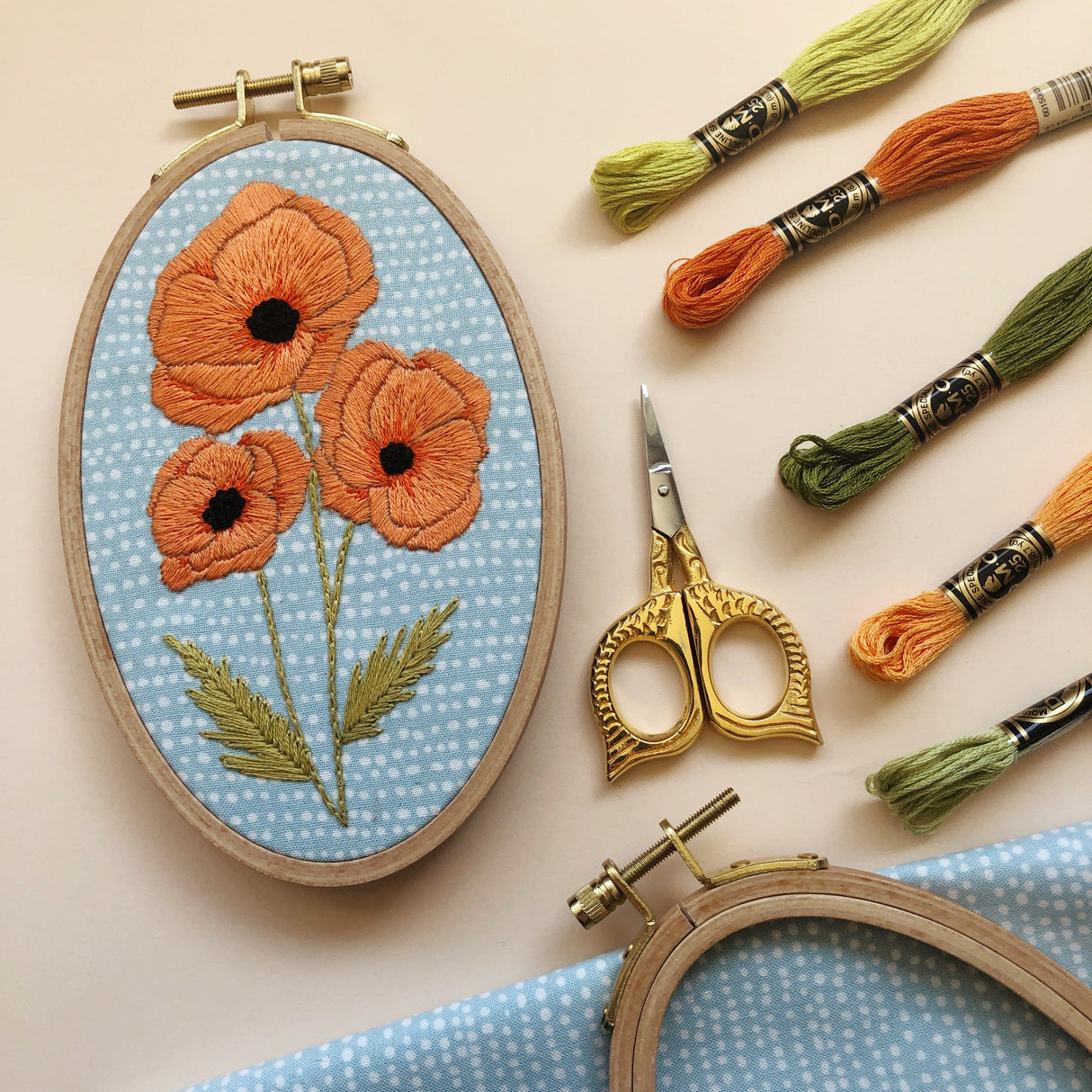 Poppies - Intermediate Floral Hand Embroidery Kit