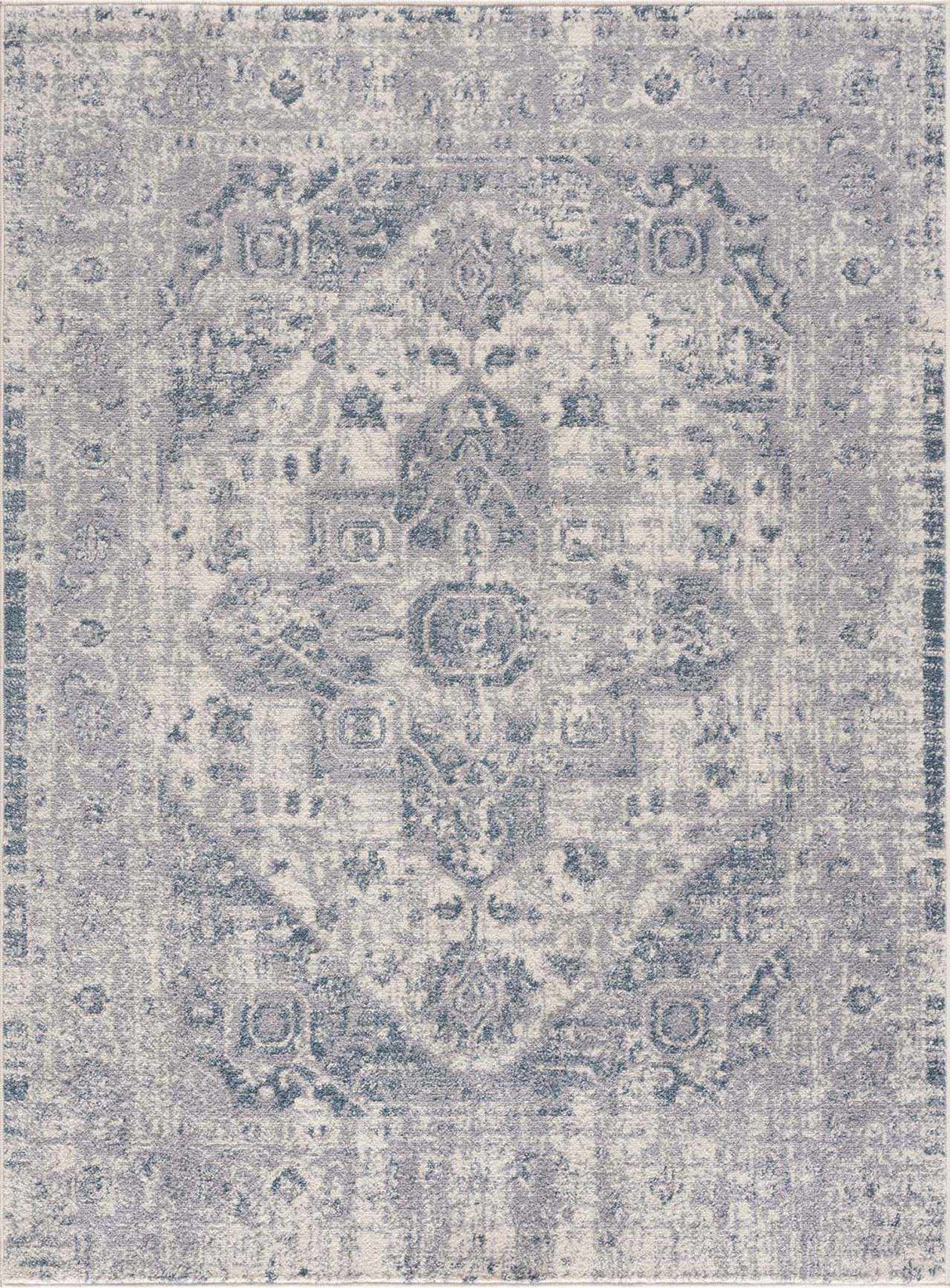 Peeta Gray Blue Medallion Area Rug