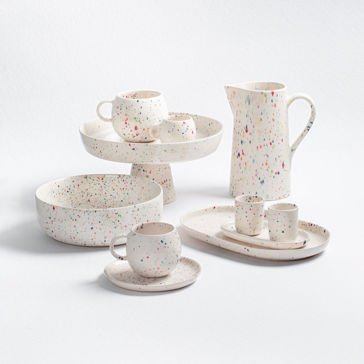 White Stoneware Ceramic Pitcher, 51oz