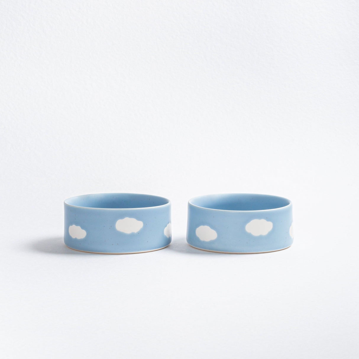 Set of 2 Blue Medium stoneware ceramic Pet Bowls — Cloud Collection
