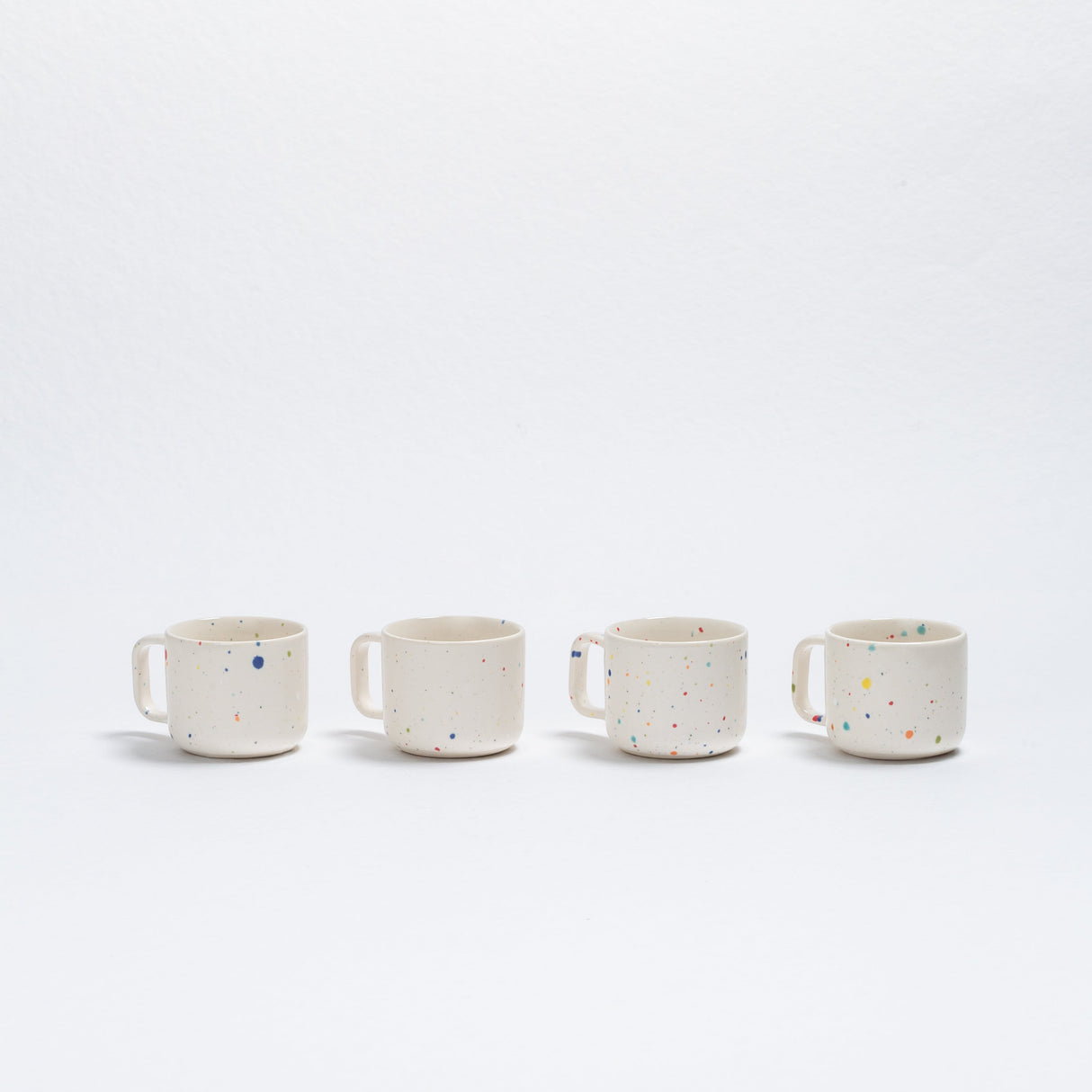 White Stoneware Ceramic Espresso Mugs, Set of 4