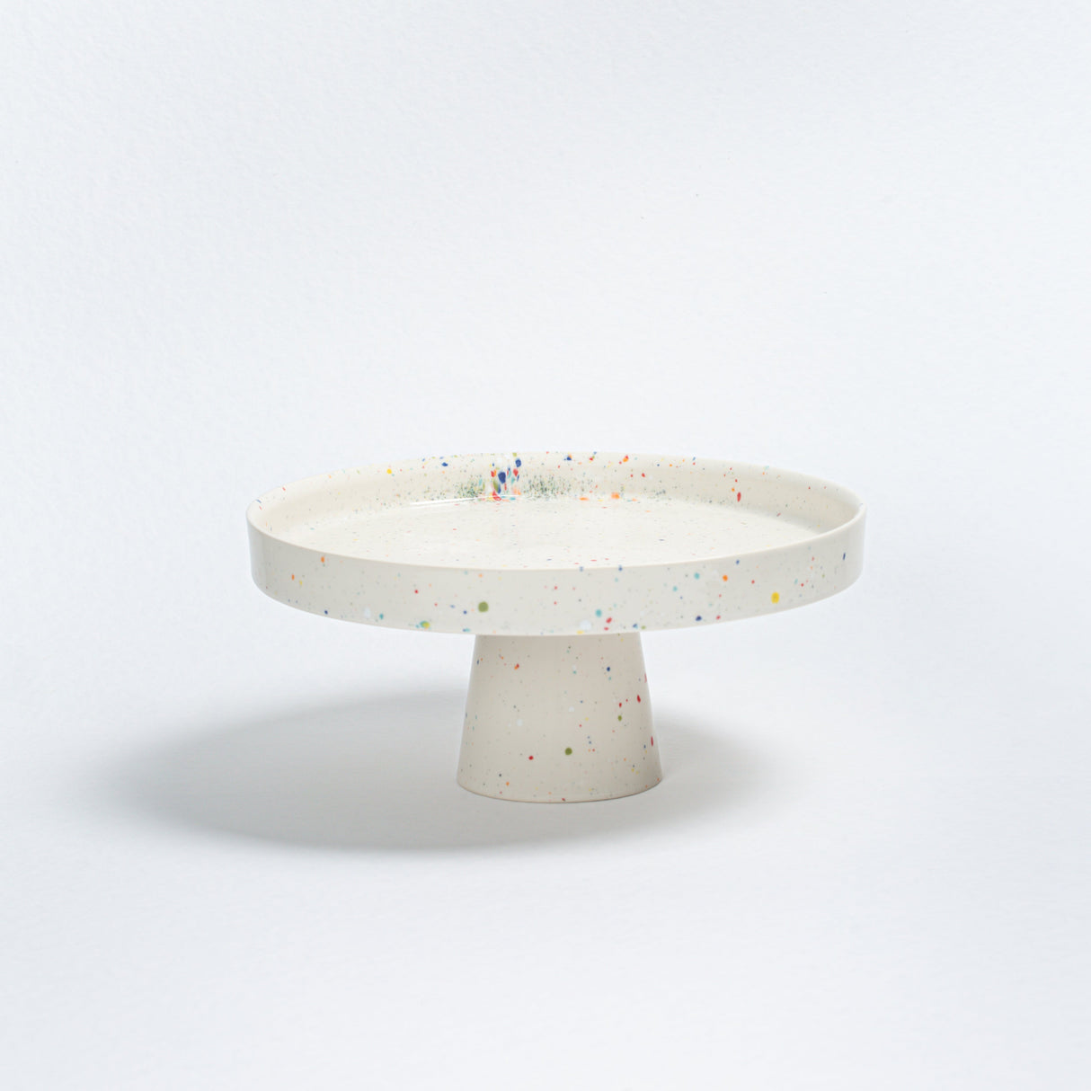 White Stoneware Ceramic Cake Stand, 11"