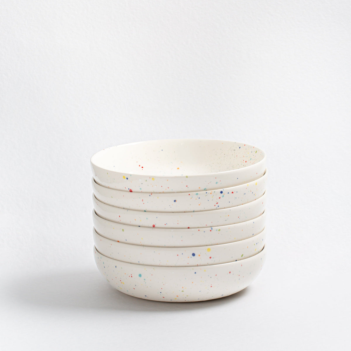 Set of 6 White Pasta Plates 8.3" stoneware ceramic — Party Collection