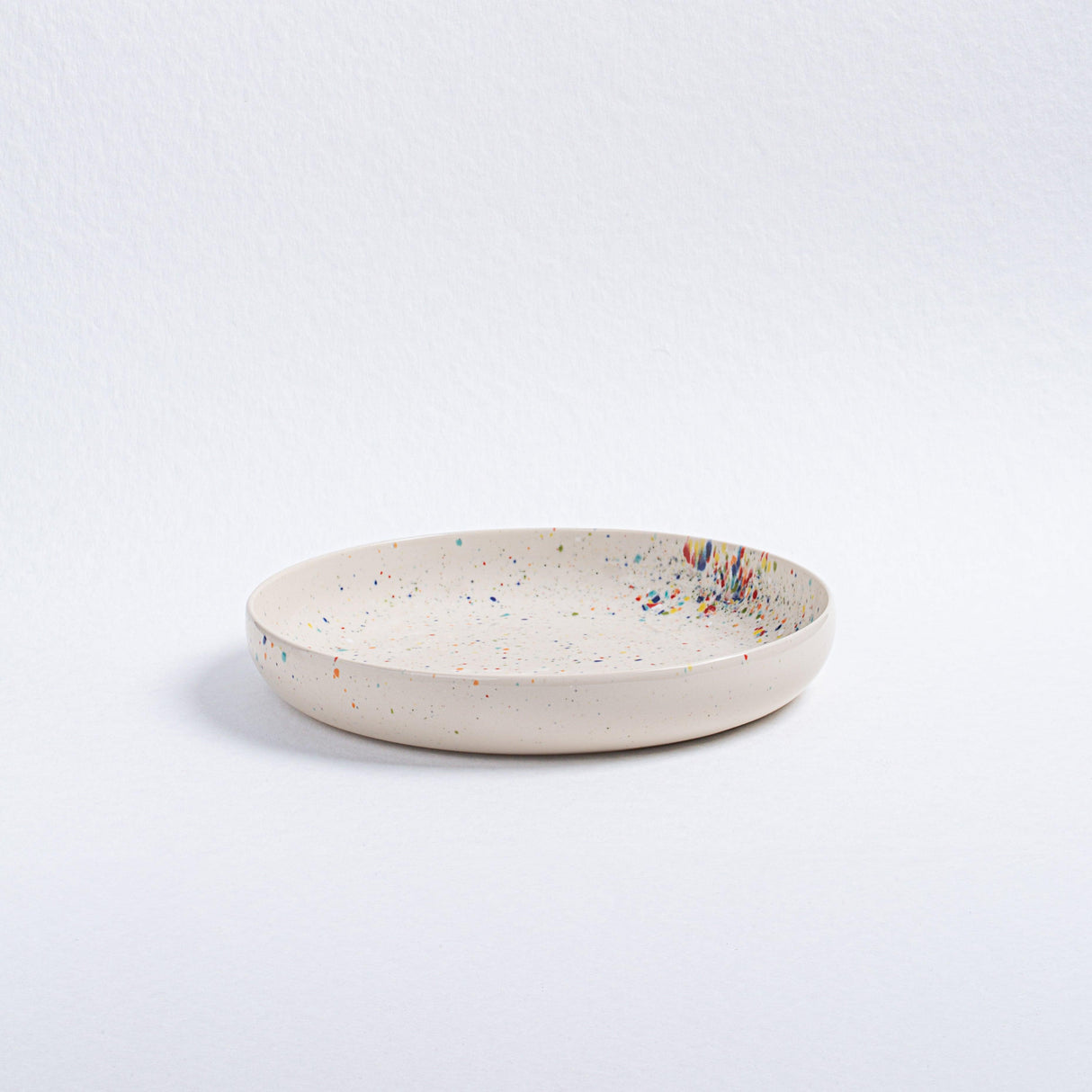 White Low Stoneware Ceramic Pasta Plates, 9", Set of 6