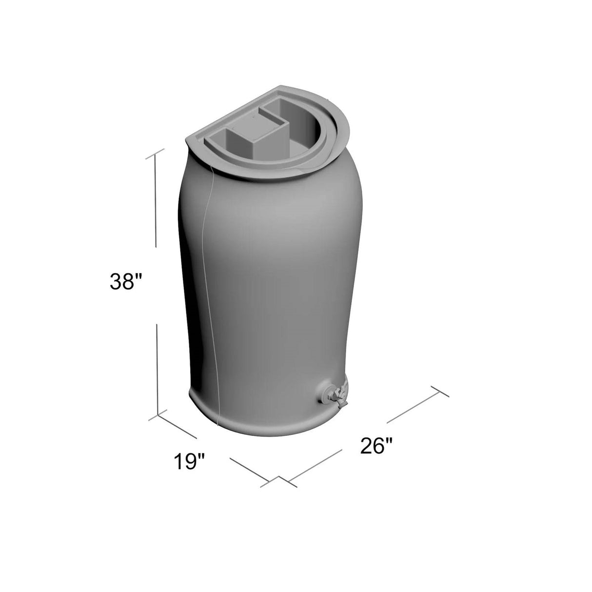 Dark Grey Urn Rain Barrel with Planter Top - 50 Gallon