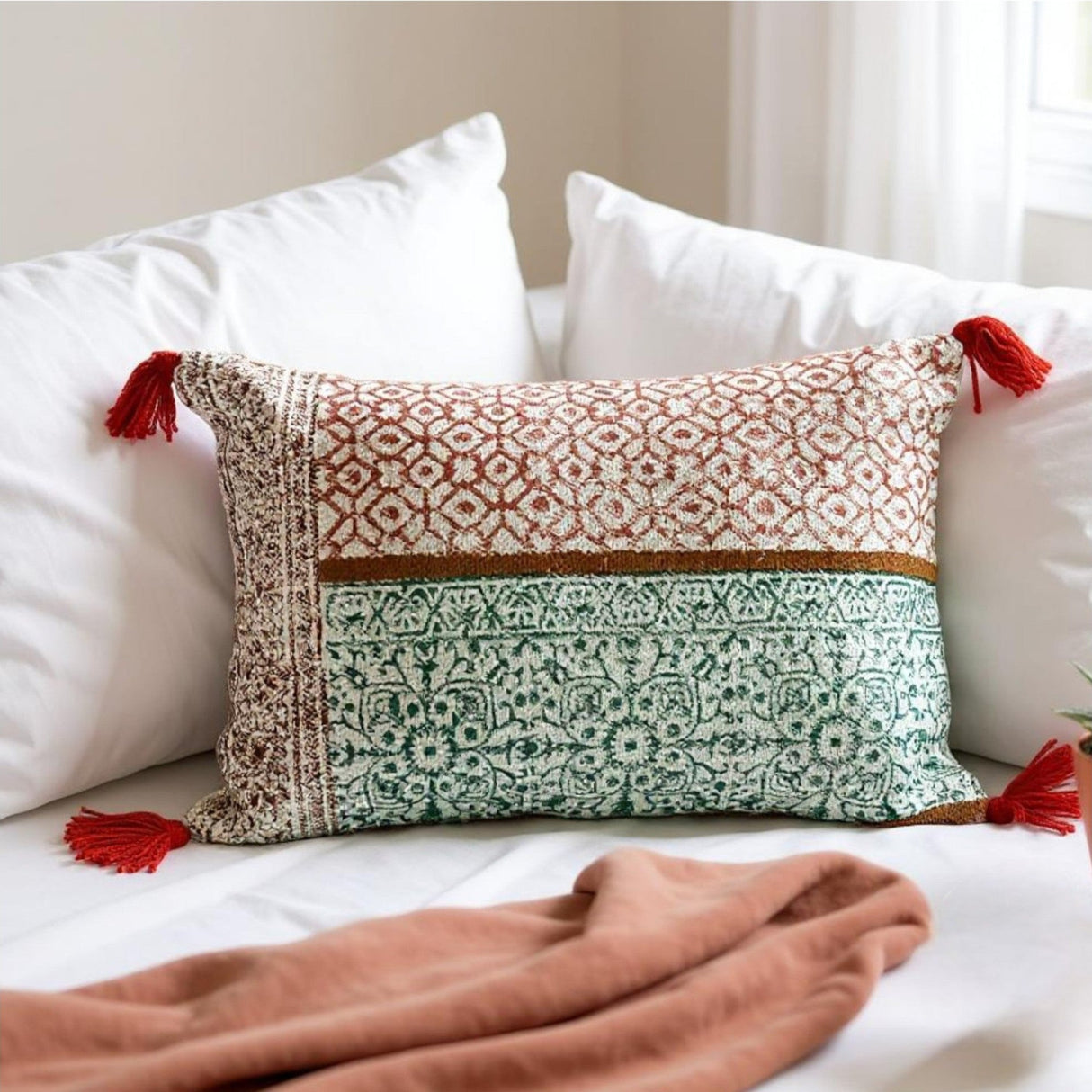 Hand Block Print Rectangular Throw Pillow
