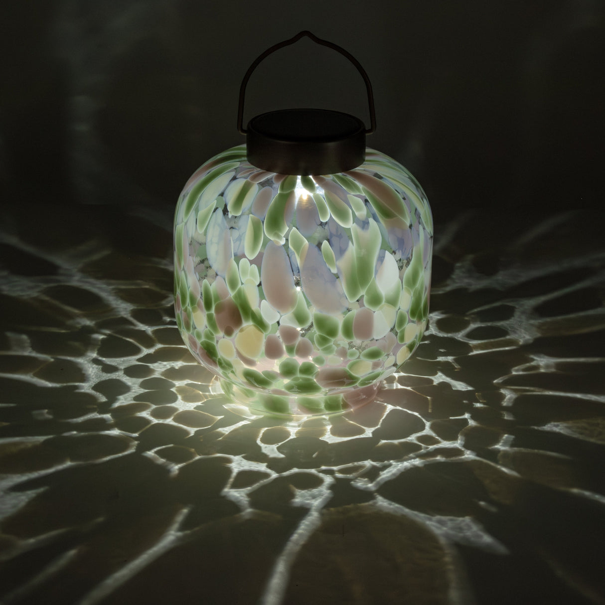 Cabin Solar Lantern Handblown Glass, 8"