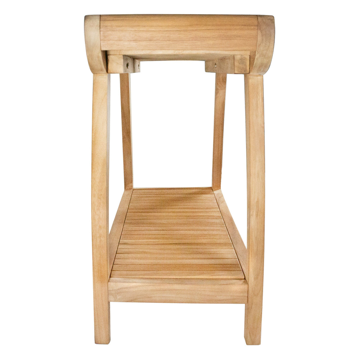 Norwegian Natural Teak Shower and Bath Curved Spa Bench with Shelf - 30"