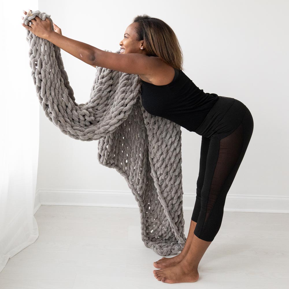 Infinite Chunky Knit Blanket, Minky, 43” x 70”, Mist