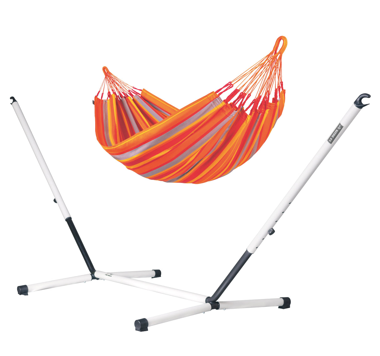 Nautico Cool Grey Outdoor Toucan - Weather-Resistant Double Hammock with Powder Coated Steel Stand