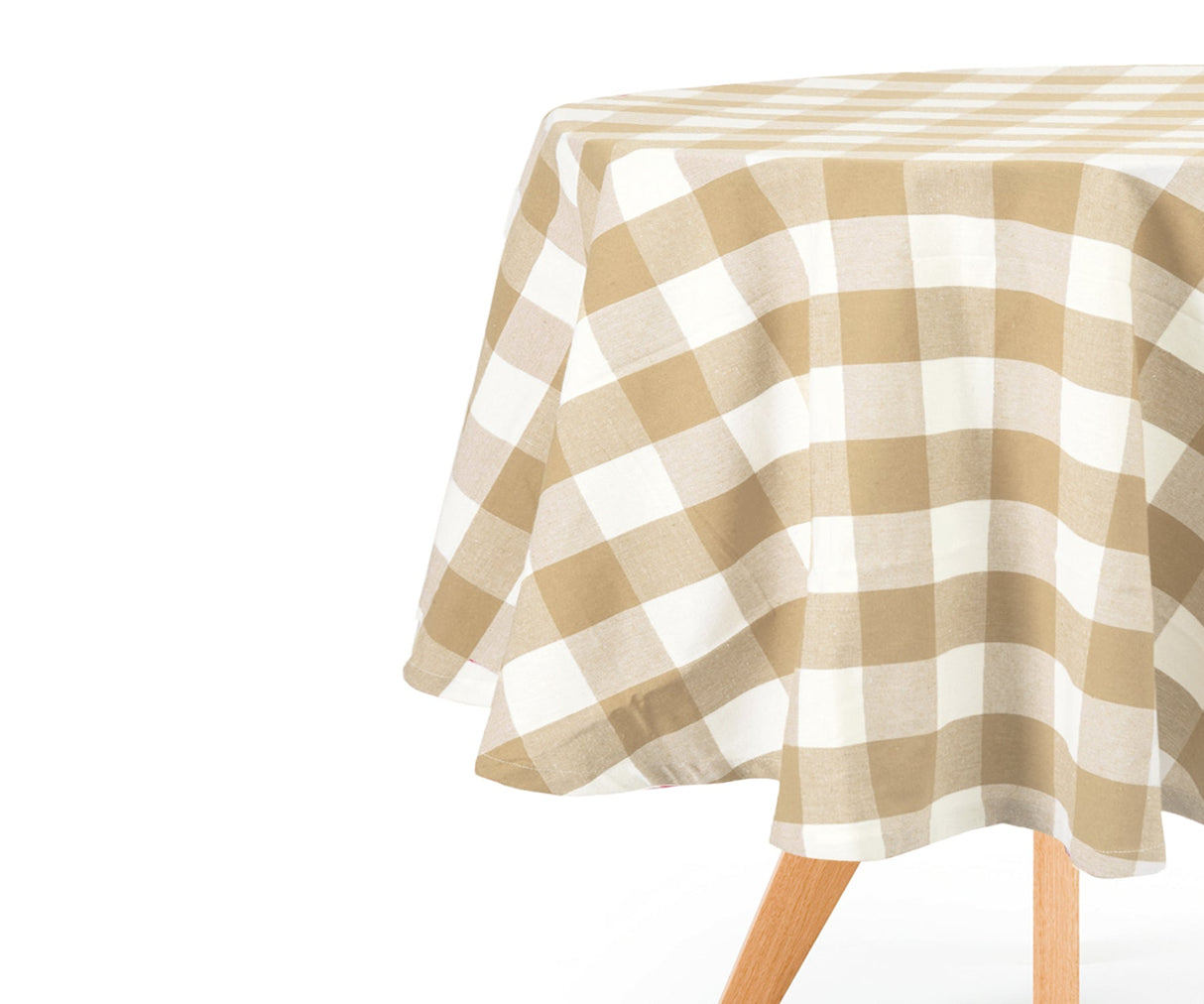 Beige Gingham Tablecloth
