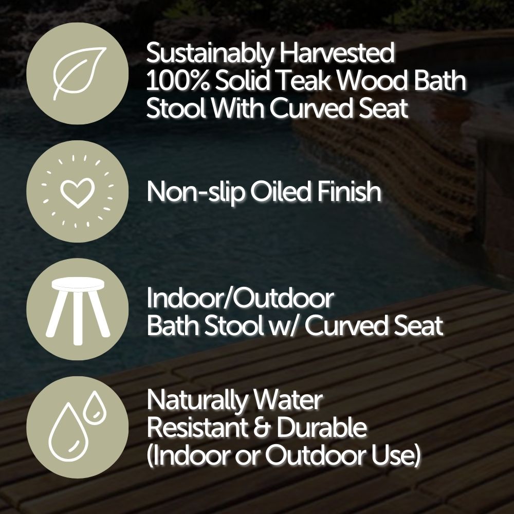 Salem Teak Shower and Bath Stool with Curved Seat