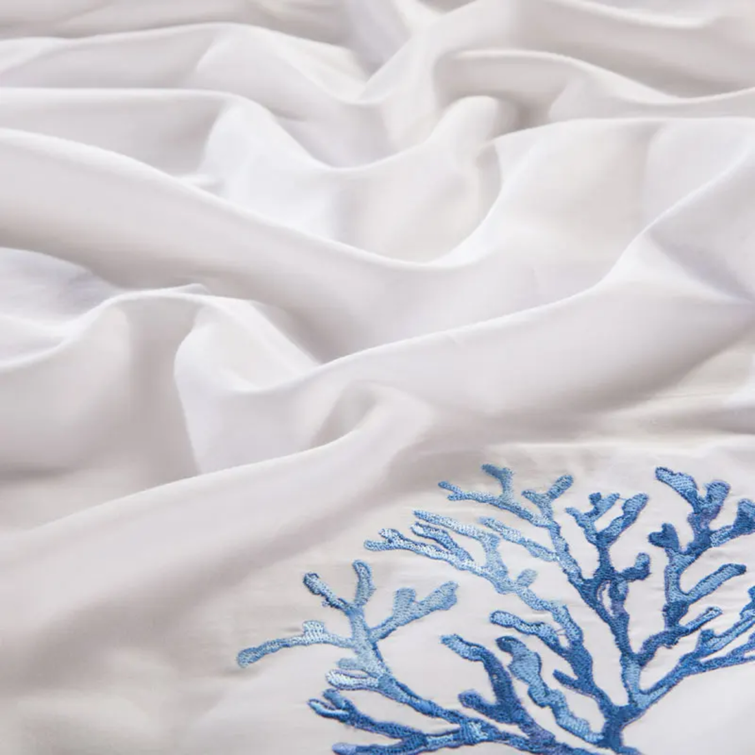 Blue Egyptian Cotton Embroidered Tribute Silk Bedding Set