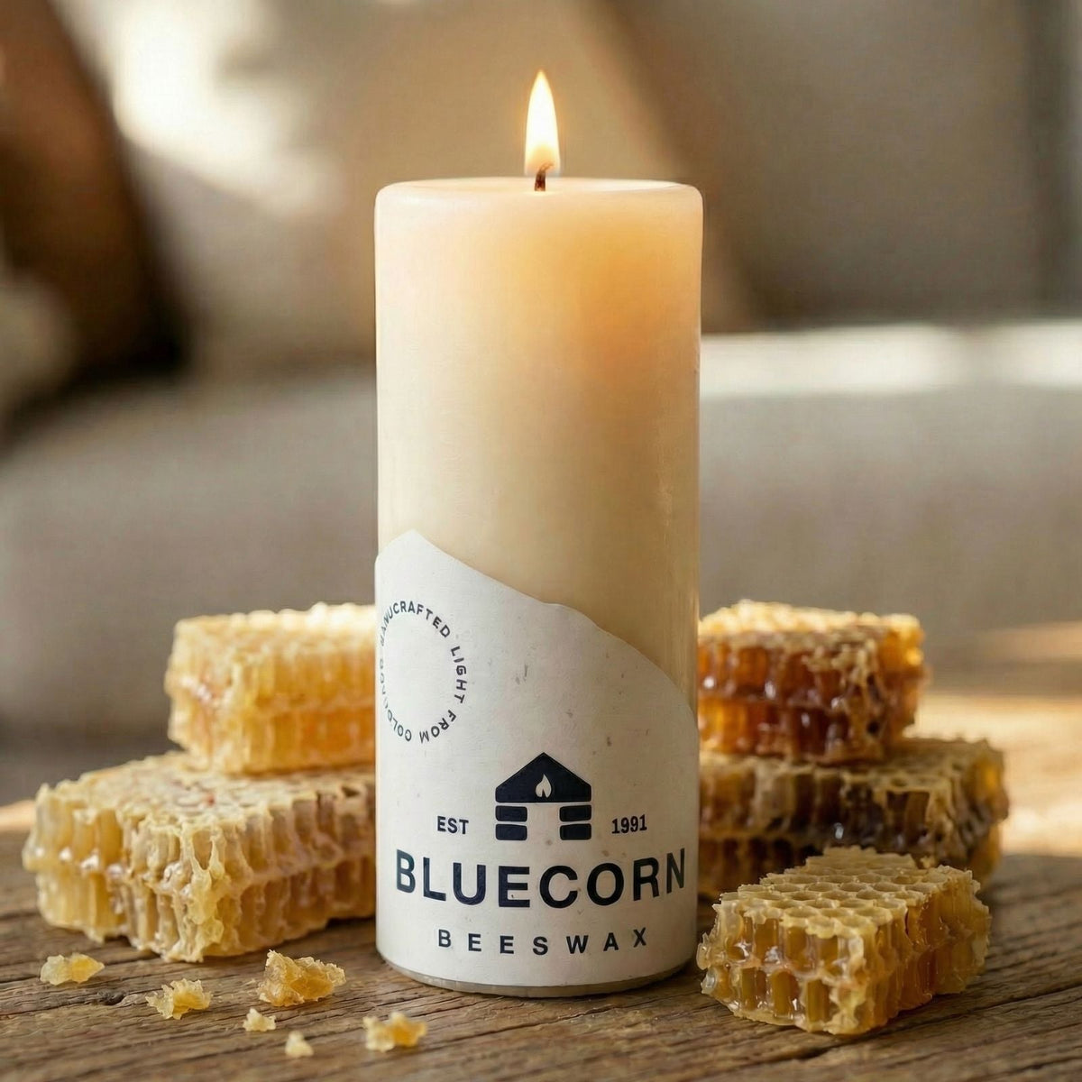 Ivory Pure Beeswax Pillar Candles