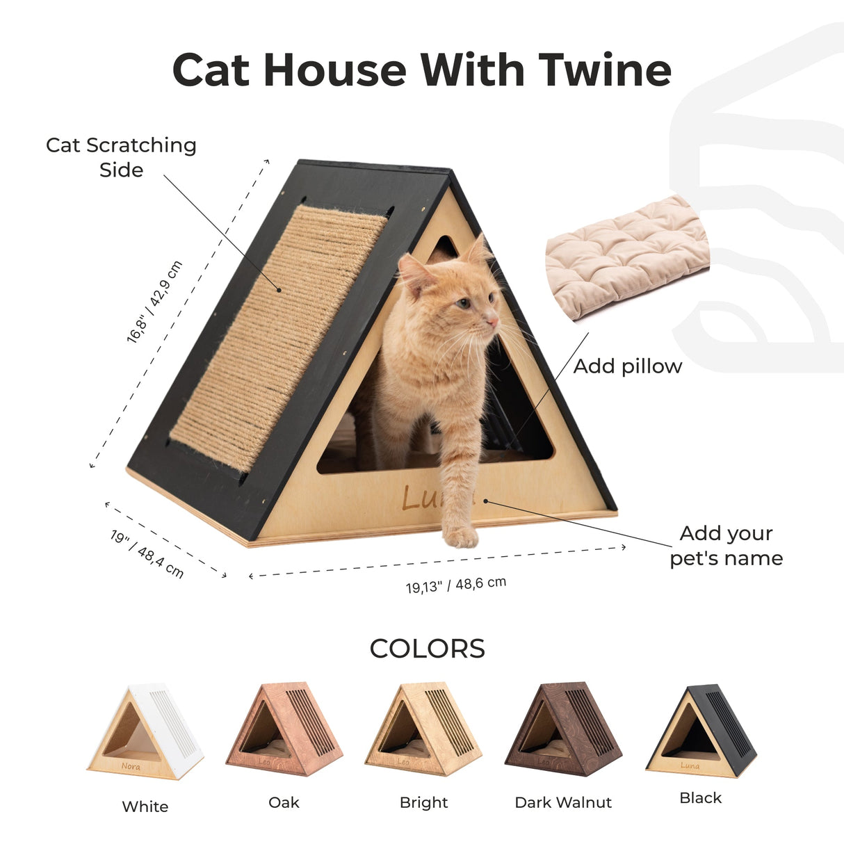 Stylish Wooden Cat Houses - Dark Walnut