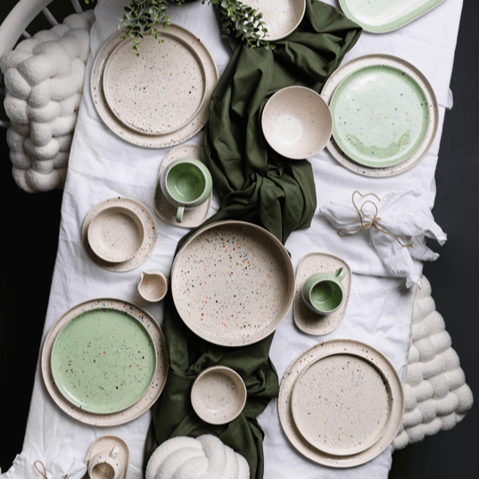 Set of 6 White Dinner Plates 11" stoneware ceramic — Party Collection