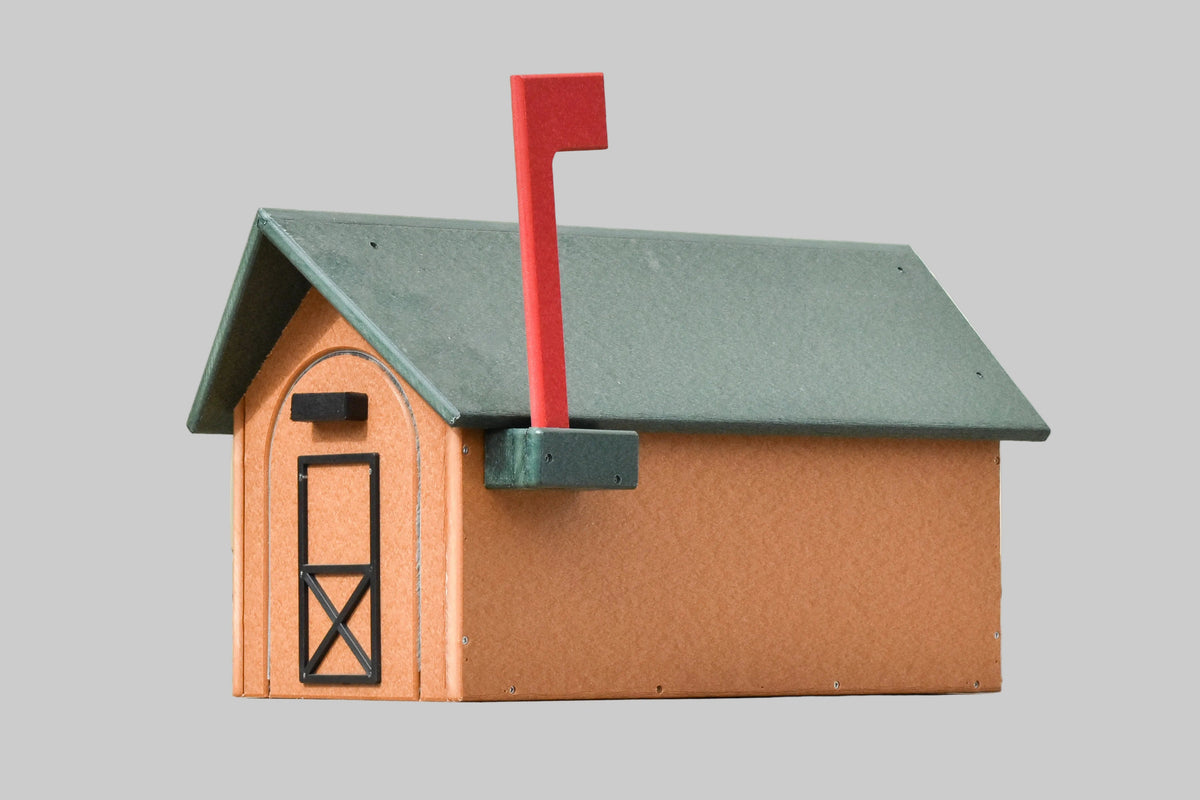 Heavy Duty Handcrafted Poly USPS Mailbox Caramel/Green