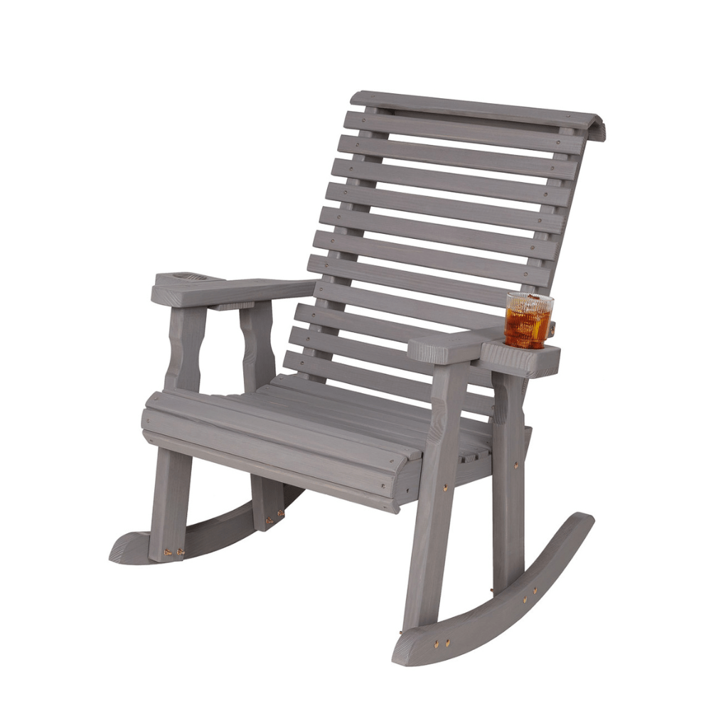 Amish Casual Heavy Duty Roll Back Wooden Outdoor Rocking Chair