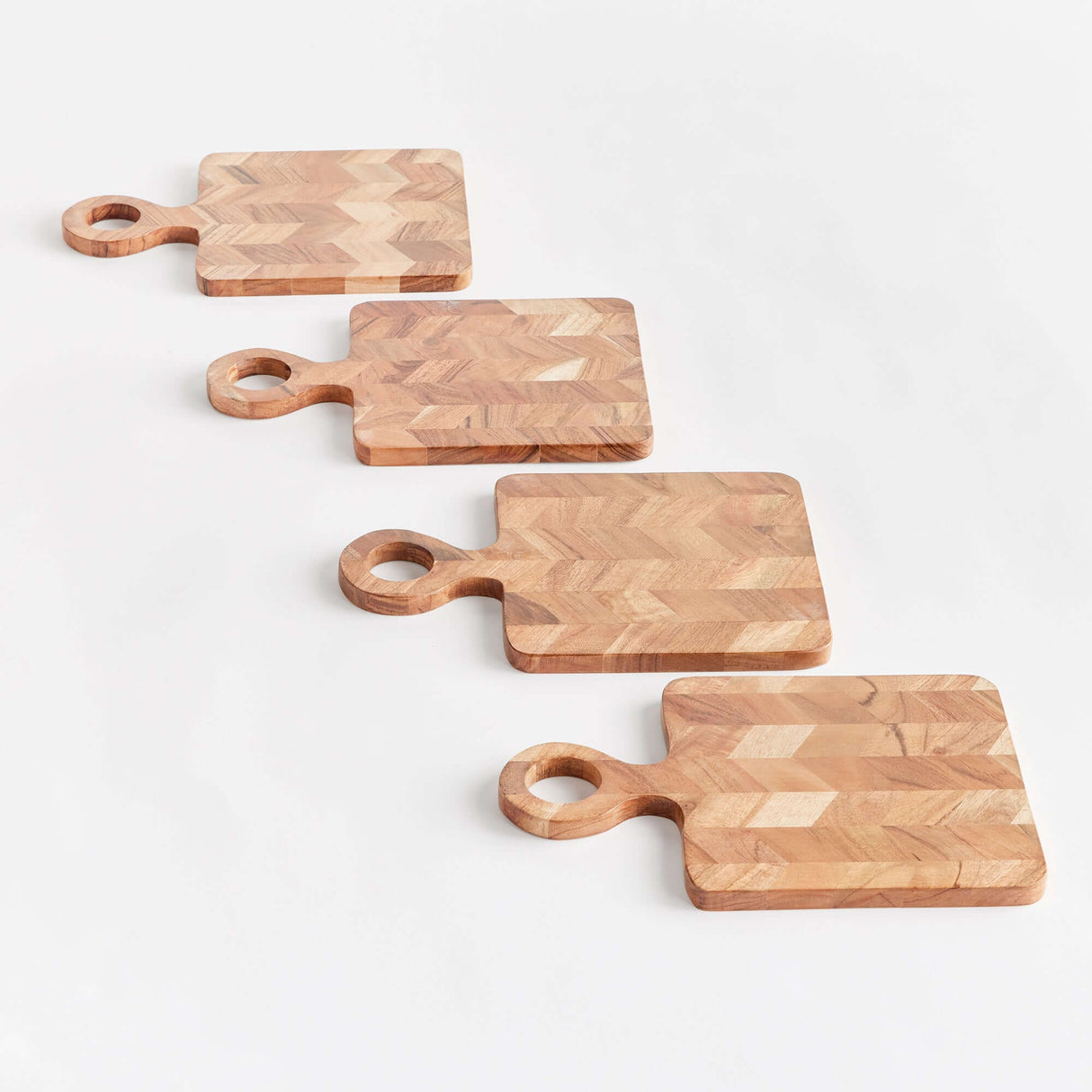 Chevron Acacia Wood Mini Serving Boards (Set of 4)