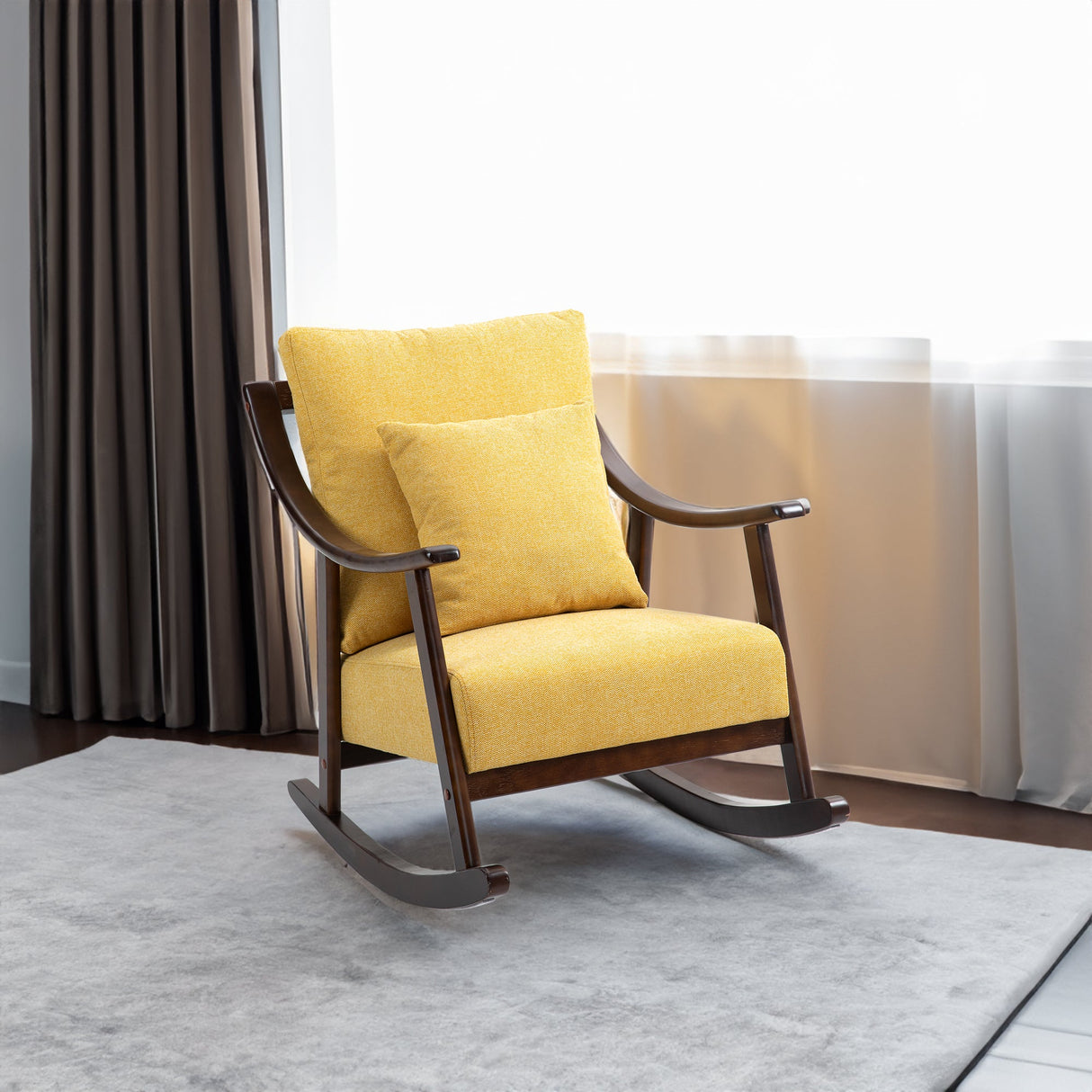 Mid Century Modern Accent Chairs Comfy Upholstered Glider Arm Chair