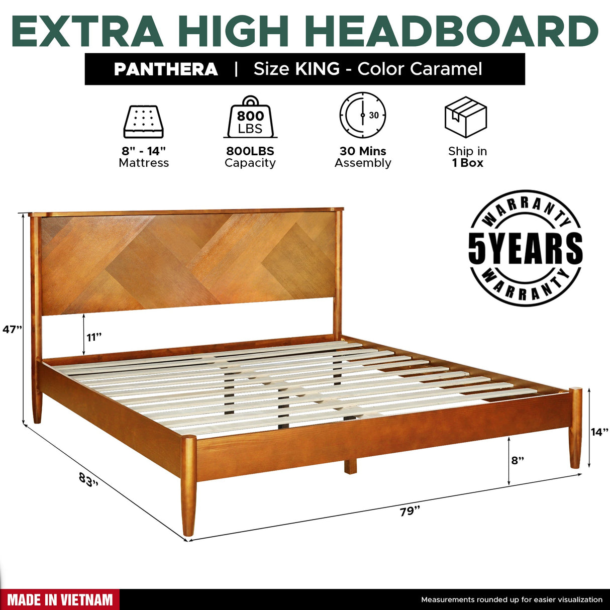 Rorns Panthera Platform Bed Frame With Headboard