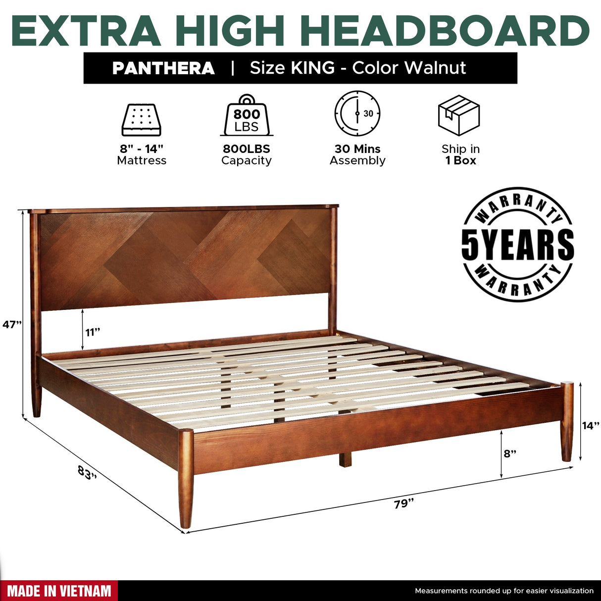 Rorns Panthera Platform Bed Frame With Headboard