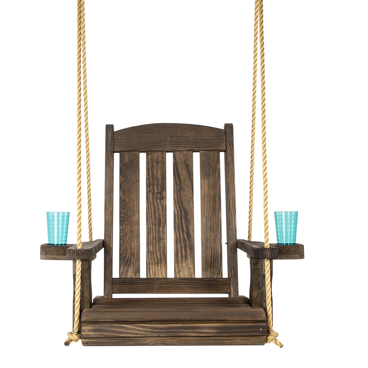 Outdoor Wood Swing Chair - Dark Walnut