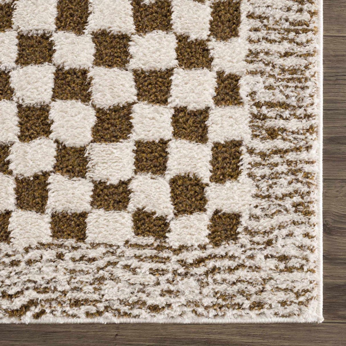 Leryn Brown & White Checkered Area Rug
