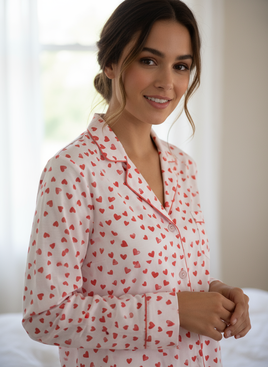 Womens Poplin Pajama Set