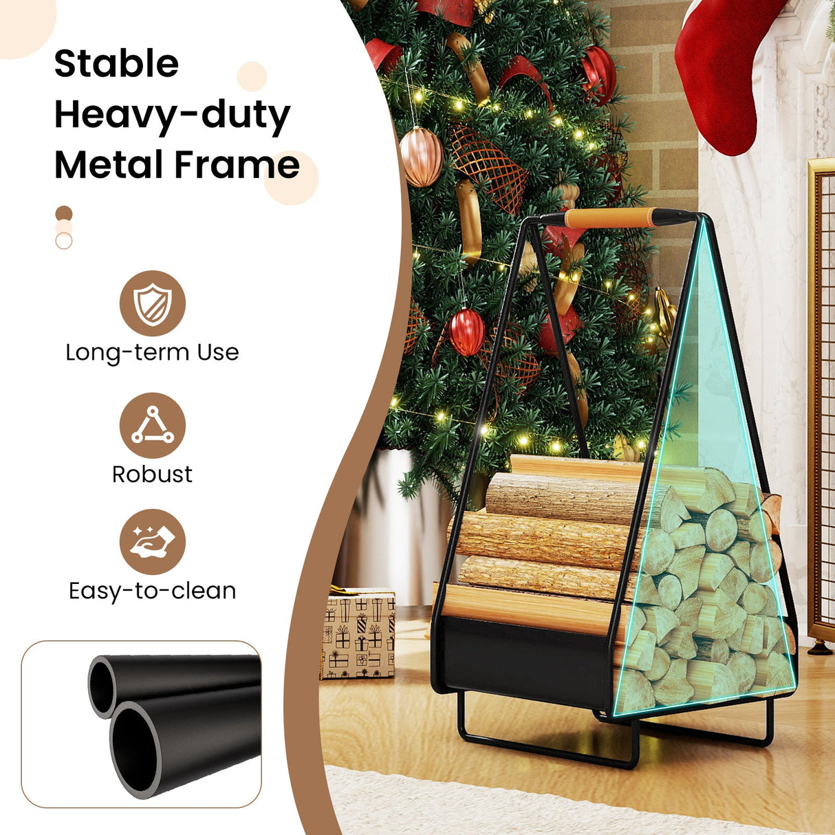 Metal Log Holder with Handle