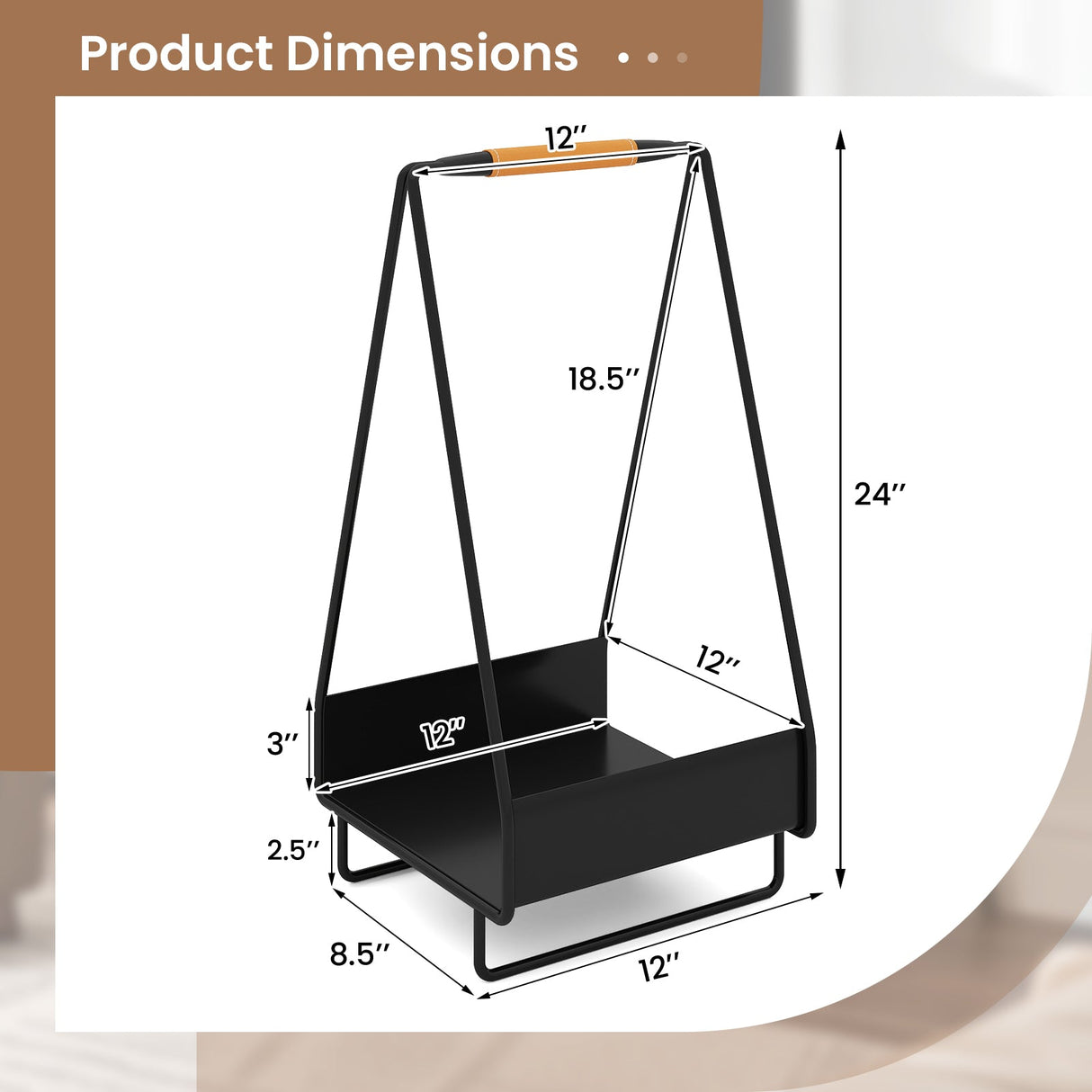 Metal Log Holder with Handle