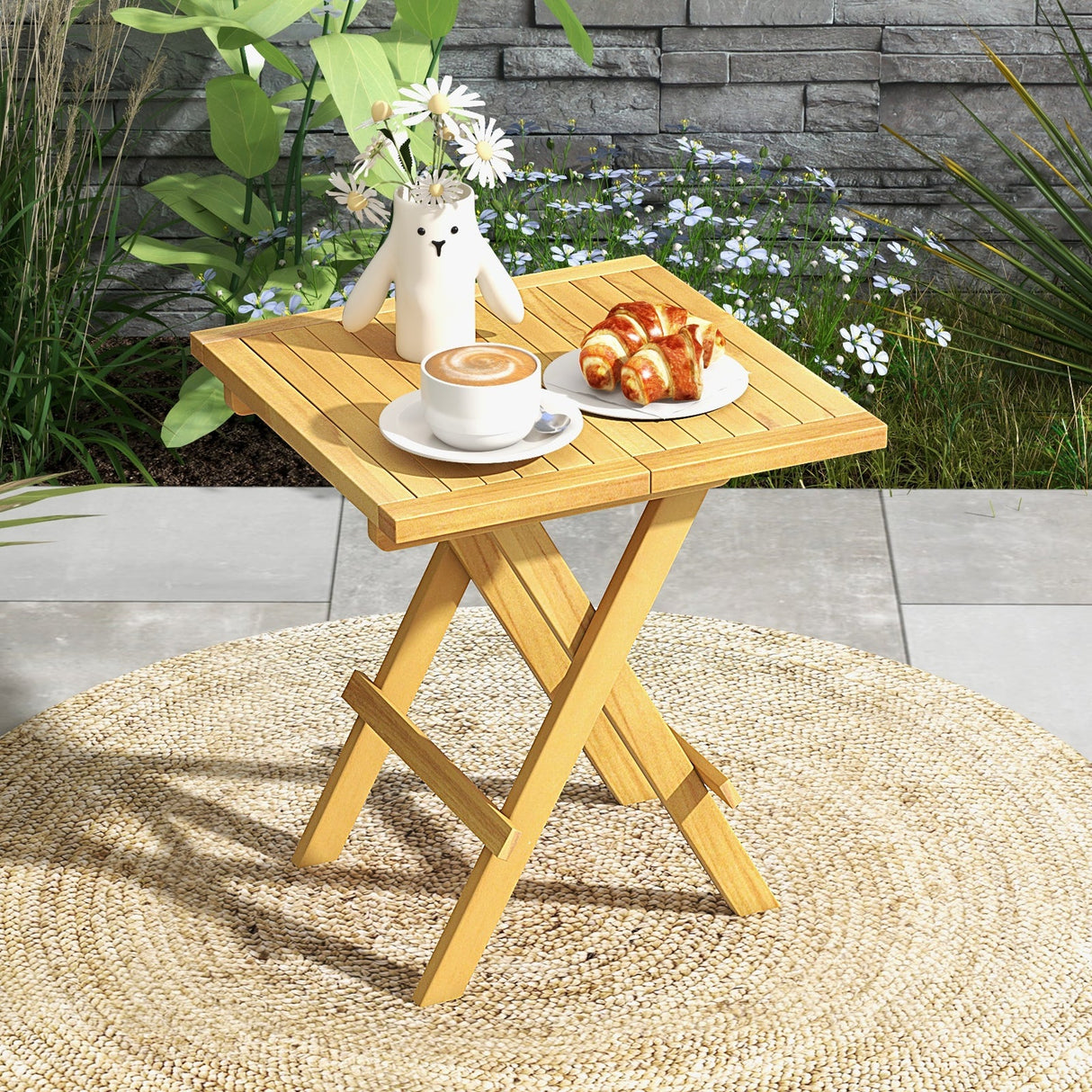 Teak Wood Square Side Table