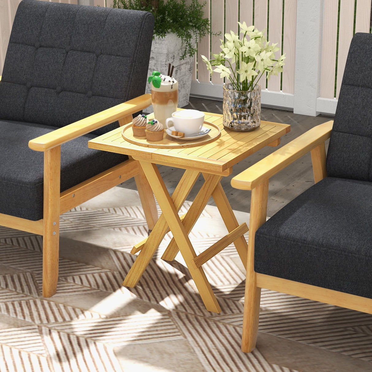 Teak Wood Square Side Table