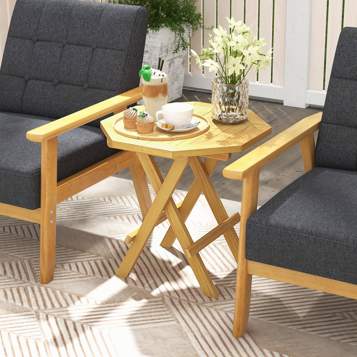 Teak Wood Octagon Side Table
